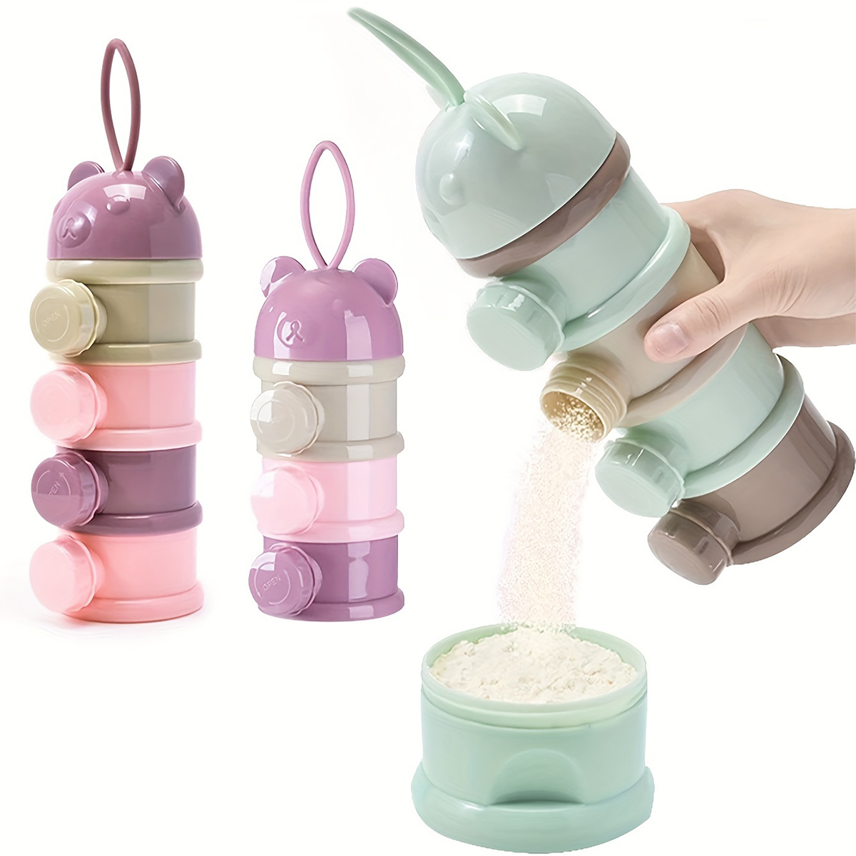Baby Food Universe - 스트랩이 있는 대용량 아기 분유 용기,