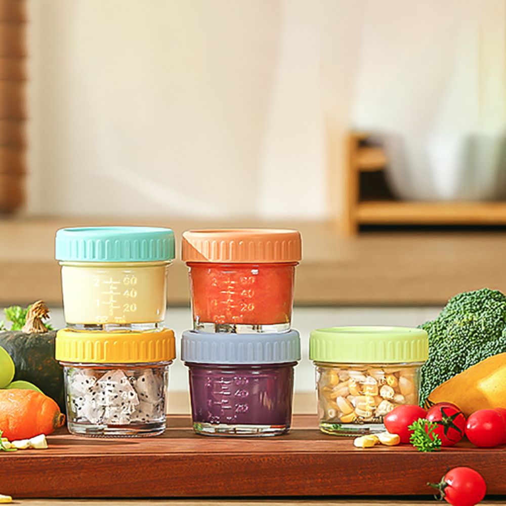 Baby Food Containers Glass - 6개입 메이슨 유리병 유아식 병 뚜껑