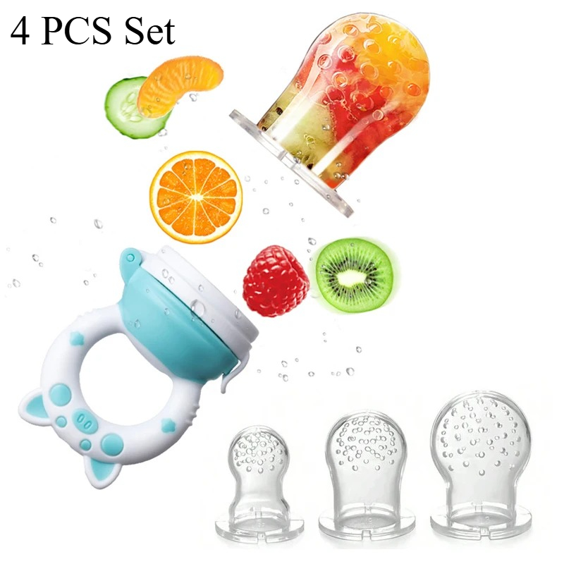 Baby Food Feeder - 4개/세트 실리콘 과일&야채 피더 (영유아용, 6-36개월)