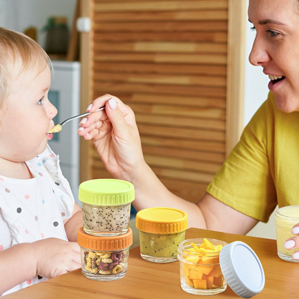 Baby Food Jars With Lids - 6pcs 다목적 유리 베이비 푸드 용기