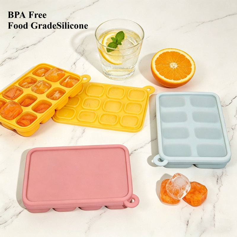 Freezer Tray Baby - 플래티넘 실리콘 이유식 냉동 트레이 (뚜껑