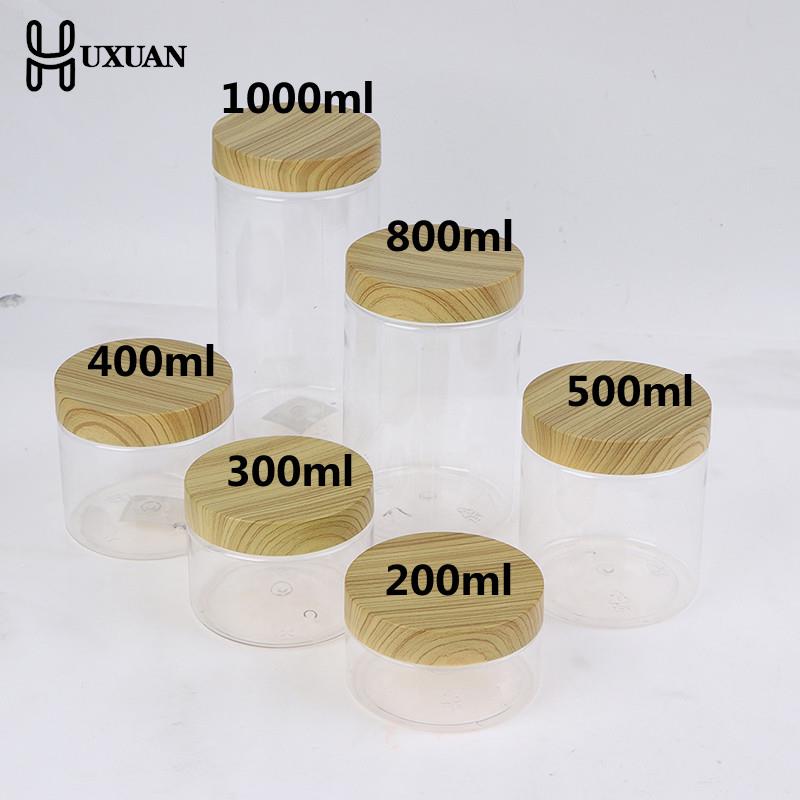 Baby Food Containers Glass - 플라스틱 모조 나무 뚜껑이 있는 빈