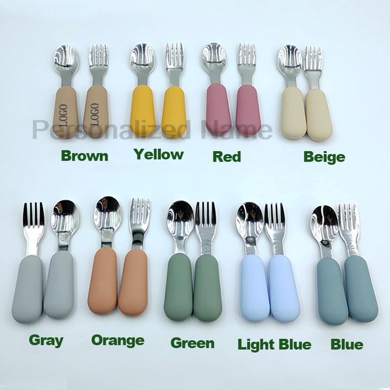 맞춤 로고 2 개/대 아기 실리콘 식기 어린이 스테인레 - Baby Food Logo 리뷰 및 가격