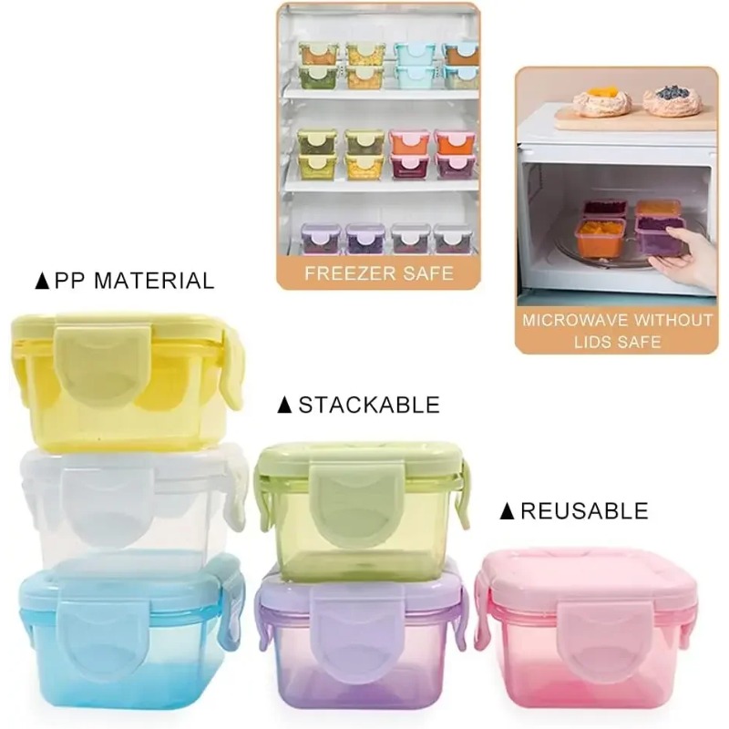 4개 미니 식품 보관 용기 세트, 뚜껑 포함, 누수 방 - Baby Food Containers Glass 리뷰 및 가격