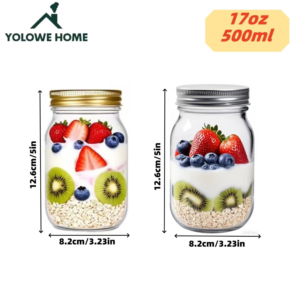 6개, 12개, 500ml/16oz, 유리 메이슨병,  - Baby Food Containers Glass 리뷰 및 가격