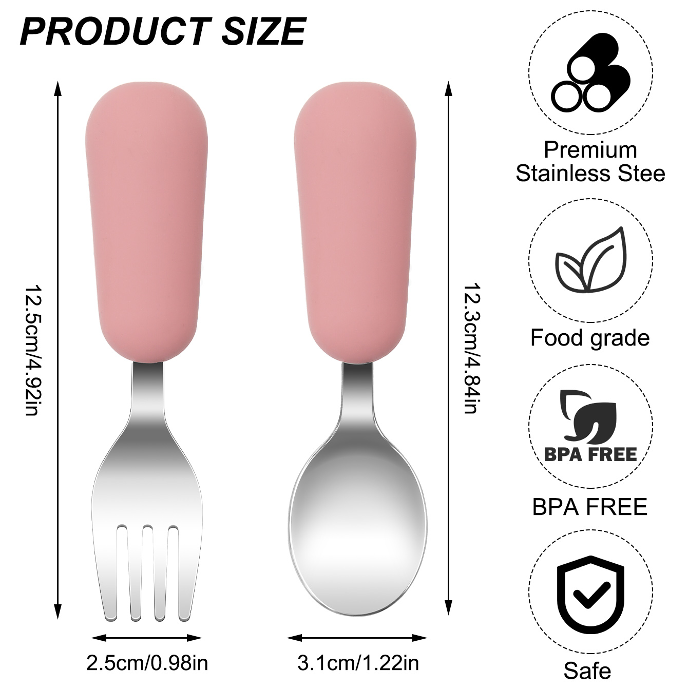 컬러 키즈 2PCS 스테인리스 스틸 포크 스푼 아기 식 - Baby Food Feeder 리뷰 및 가격