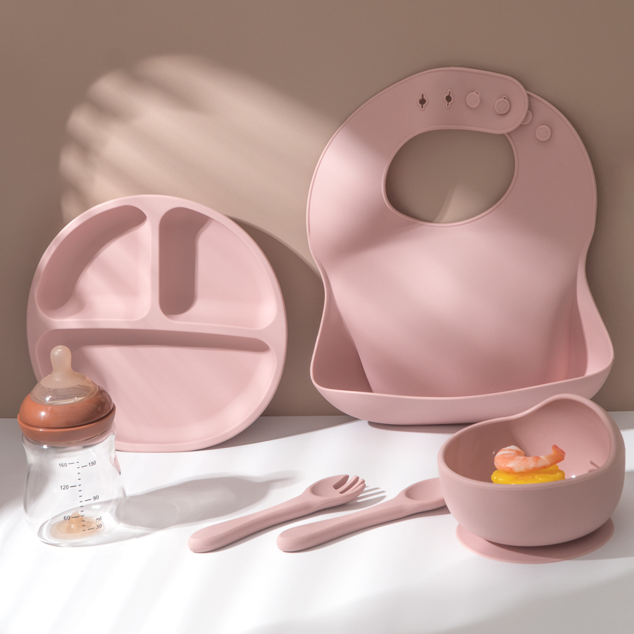5Pcs 아기 실리콘 먹이 세트 어린이를위한 라운드 식 - Baby Food Universe 리뷰 및 가격