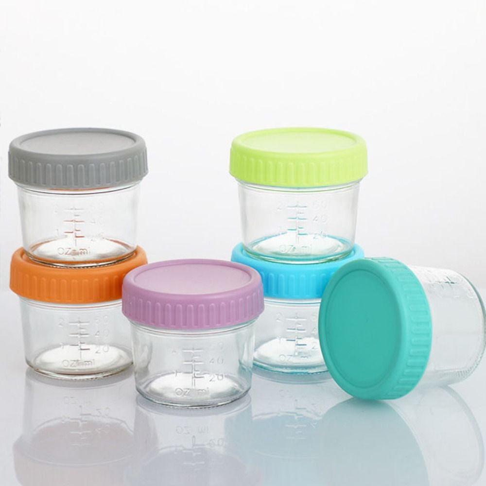 6개들이 유리 이유식 용기, 눈금 표시가 있는 재사용  - Baby Food Containers Glass 리뷰 및 가격