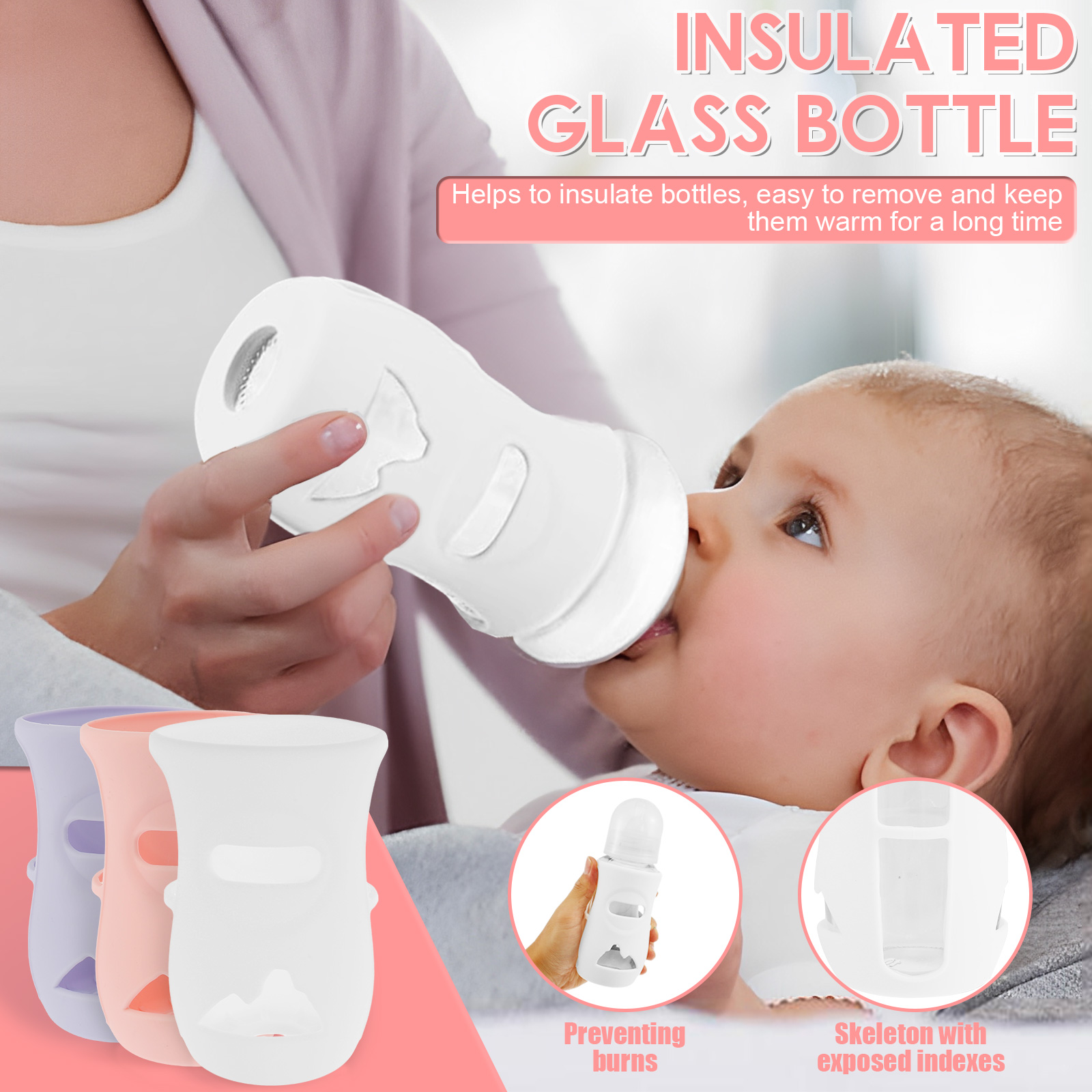 실리콘 슬리브 실리콘 아기 병 커버 절연 유리 병 AV - Baby Food Containers Glass 리뷰 및 가격