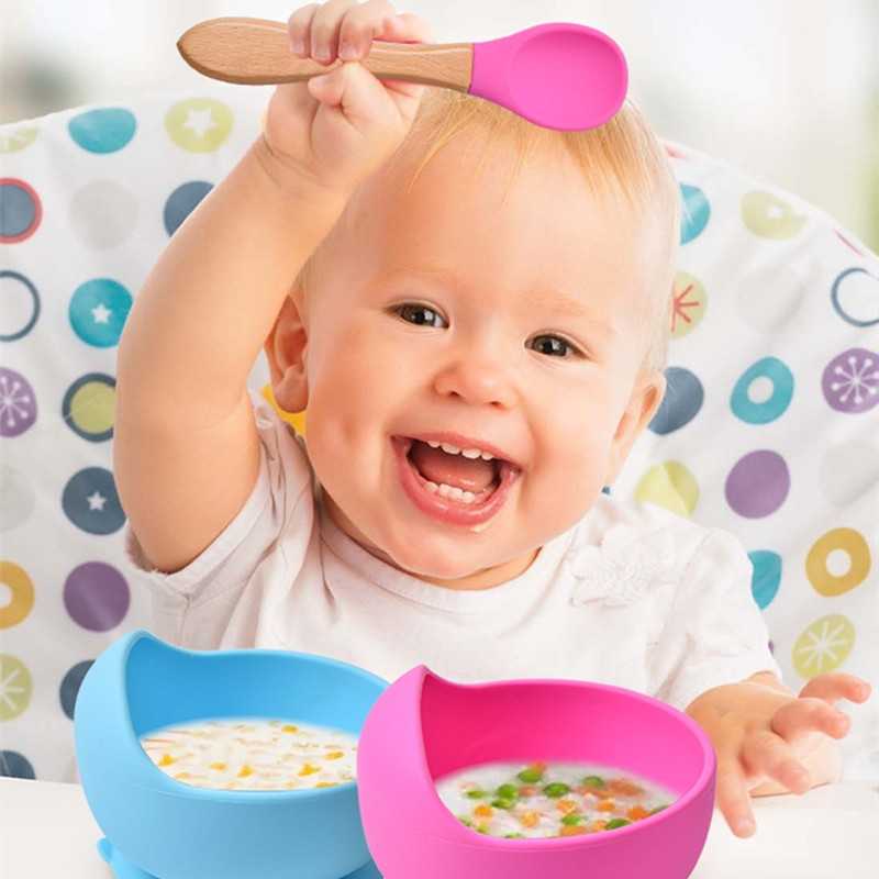2 개/대 나무 손잡이와 아기 실리콘 숟가락 포크 아기 - Baby Food Feeder 리뷰 및 가격