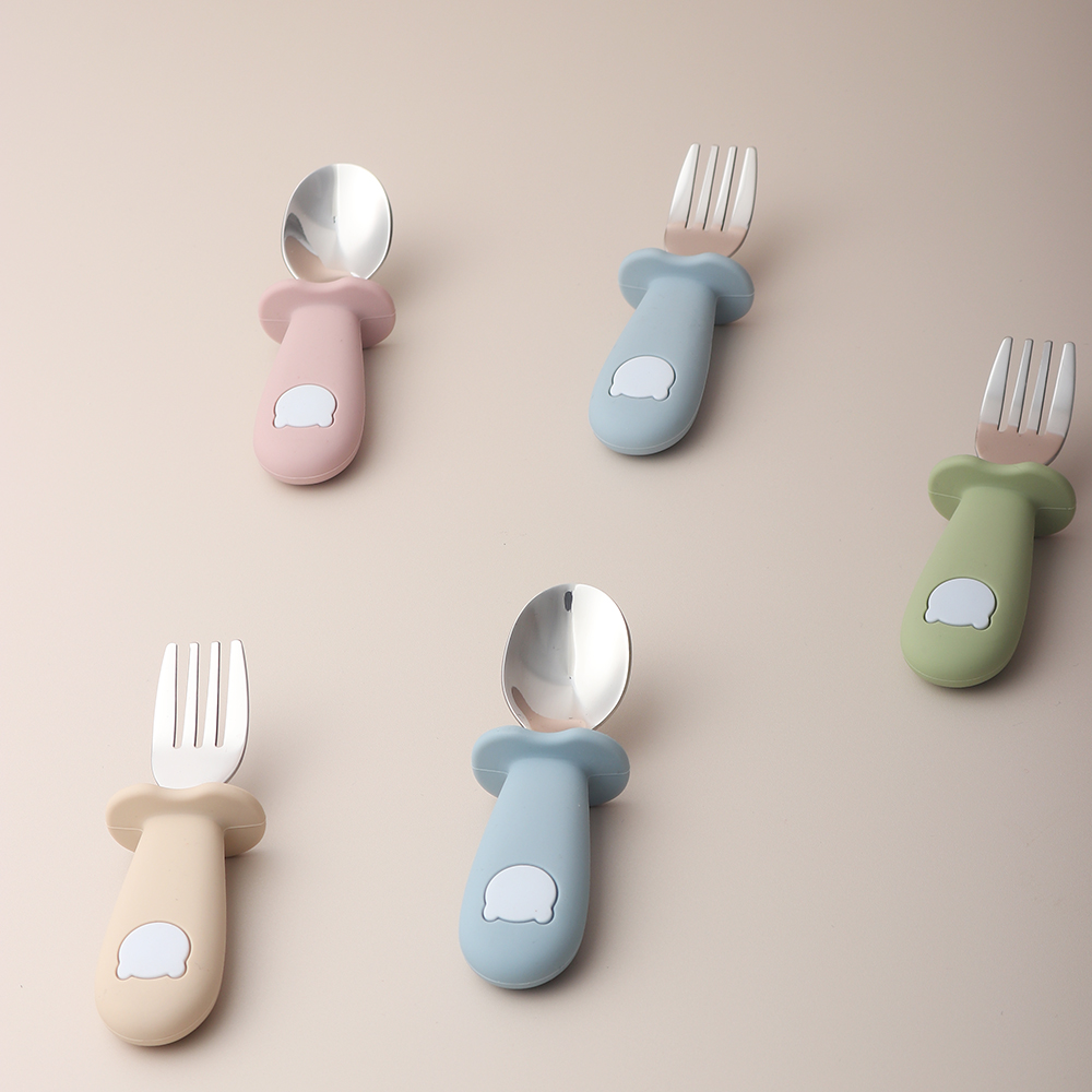 아기 팬더 모양 실리콘 스푼 및 포크 스테인리스 스틸  - Baby Food Feeder 리뷰 및 가격
