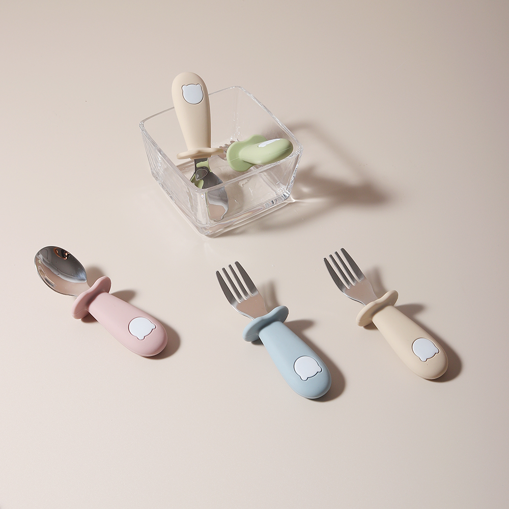 아기 팬더 모양 실리콘 스푼 및 포크 스테인리스 스틸  - Baby Food Feeder 리뷰 및 가격