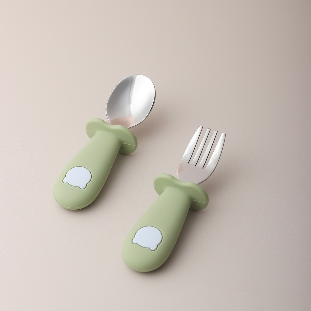 아기 팬더 모양 실리콘 스푼 및 포크 스테인리스 스틸  - Baby Food Feeder 리뷰 및 가격